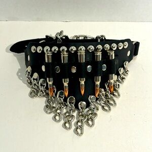 Leather Gothic Motorcycle Bullet Studded Adjustable boot strap accessory
